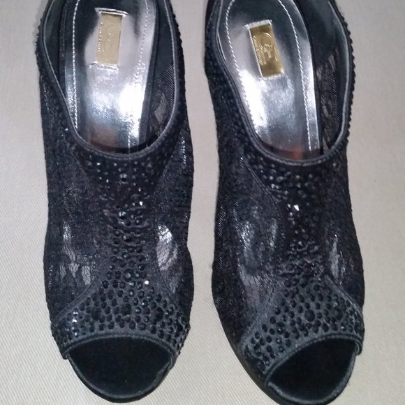 Cause & Effect black sparkly lace stiletto heels NWOT - Picture 3 of 6